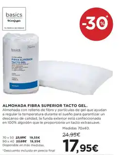 Hipercor Almohada fibra superior tacto gel oferta