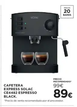 Hipercor Cafetera express solac ce4482 espresso black oferta