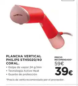 Hipercor Plancha vertical philips sth5020/40 coral oferta