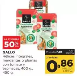 Alimerka Gallo - helices integrales margaritas o plumas con tomate y espinacas oferta