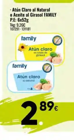 Family Cash FAMILY Atún claro al Natural o Aceite al Girasol oferta
