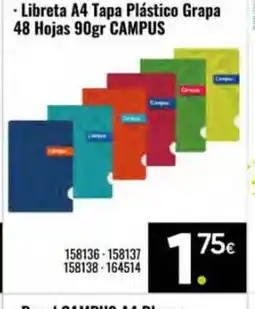 Family Cash Libreta A4 Tapa Plástico Grapa 48 Hojas oferta