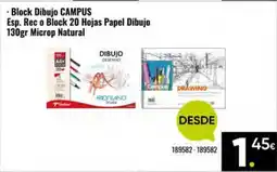 Family Cash CAMPUS Block Dibujo Esp. Rec o Block 20 Hojas Papel Dibujo oferta