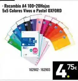 Family Cash OXFORD Recambio A4 100+20Hojas 5x5 Colores Vivos o Pastel oferta