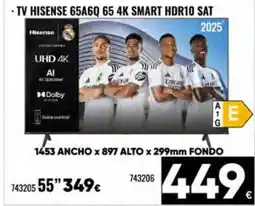 Family Cash HISENSE Tv 65a6q 65 4k smart hdr10 sat oferta