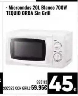 Family Cash Microondas 20L Blanco 700W TEQUIO ORBA Sin Grill oferta