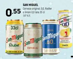 Coviran SAN MIGUEL Cerveza original, 0,0, Radler o limón 0,0 lata oferta