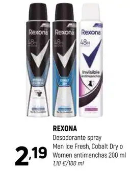 Coviran REXONA Desodorante spray Men Ice Fresh, Cobalt Dry o Women antimanchas oferta