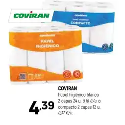 Coviran COVIRAN Papel higiénico blanco 2 capas oferta