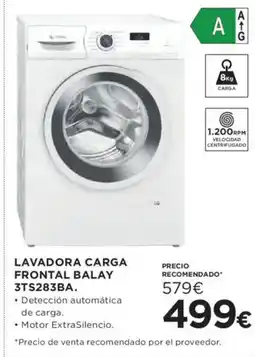 Hipercor Lavadora carga frontal balay 3ts283ba oferta