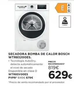 Hipercor Secadora bomba de calor bosch wtr83200es oferta
