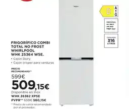 Hipercor WHIRLPOOL Frigorífico combi total no frost oferta