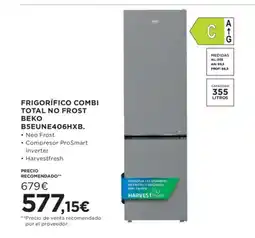 Hipercor Frigorífico combi total no frost beko b5eune406hxb oferta