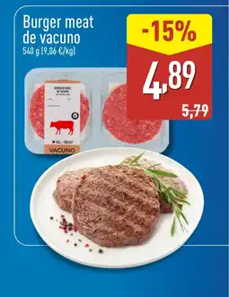 ALDI Burger meat de vacuno oferta
