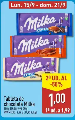 ALDI MILKA Tableta de chocolate oferta