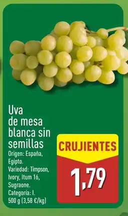 ALDI Uva de mesa blanca sin semillas oferta