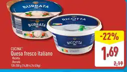 ALDI CUCINA Queso fresco italiano oferta