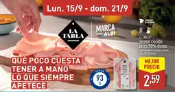 ALDI LA TABLA Jamón cocido extra 50% duroc oferta