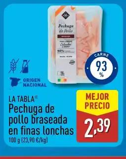 ALDI LA TABLA Pechuga de pollo braseada en finas lonchas oferta