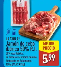 ALDI LA TABLA Jamón de cebo ibérico 50% oferta