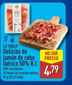 ALDI LA TABLA Delicias de jamón de cebo ibérico 50% R.I. oferta