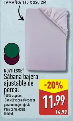 ALDI NOVITESSE Sábana bajera ajustable de percal oferta