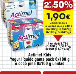 FROIZ ACTIMEL Kids Yogur líquido gama o coco piña oferta