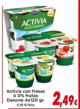 Proxi ACTIIVIA con fresas ó 0% frutas Danone oferta