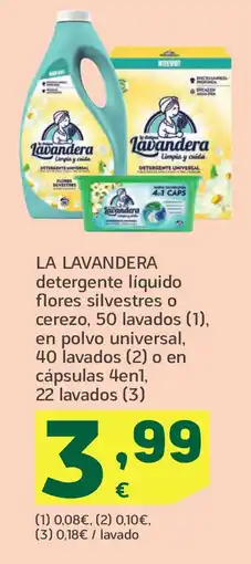 HiperDino LA LAVANDERA detergente líquido flores silvestres o cerezo, 50 lavados oferta