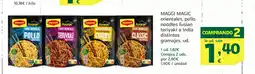 HiperDino MAGGI MAGIC orientales, pollo, noodles fusian teriyaki o India distintos gramajes oferta