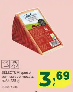 HiperDino SELECTUM queso semicurado mezcla, cuña oferta