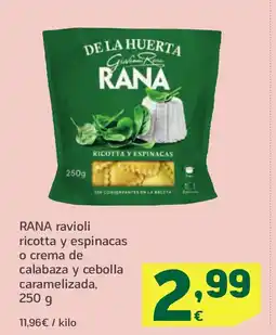 HiperDino RANA ravioli ricotta y espinacas o crema de calabaza y cebolla caramelizada oferta