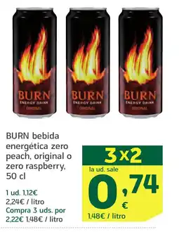 HiperDino BURN bebida energética zero peach, original o zero raspberry oferta
