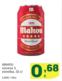 HiperDino MAHOU cerveza 5 estrellas oferta