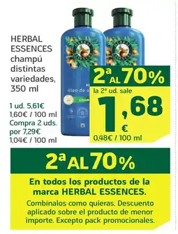 HiperDino HERBAL ESSENCES champú distintas variedades oferta