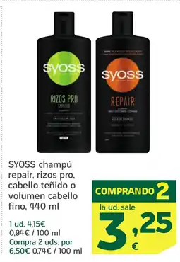 HiperDino SYOSS champú repair, rizos pro, cabello teñido o volumen cabello fino oferta
