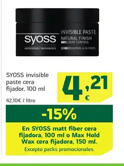HiperDino SYOSS invisible paste cera fijador oferta