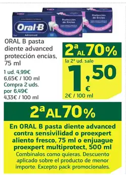 HiperDino ORAL B pasta diente advanced protección encías oferta