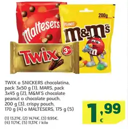 HiperDino TWIX O SNICKERS chocolatina oferta