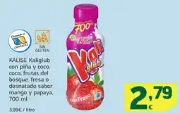 HiperDino KALISE Kaliglub con piña y coco, coco, frutas del bosque, fresa o desnatado sabor mango y papaya oferta