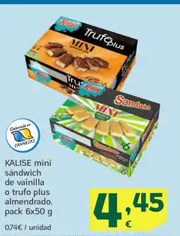 HiperDino KALISE mini sándwich de de vainilla o trufo plus almendrado oferta