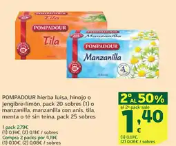 HiperDino POMPADOUR hierba luisa, hinojo o jengibre-limón oferta