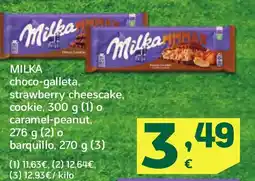HiperDino MILKA choco-galleta, strawberry cheescake, cookie oferta