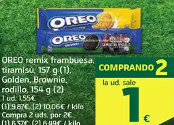 HiperDino OREO remix frambuesa, tiramisú oferta