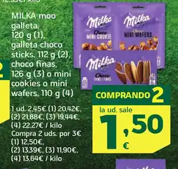 HiperDino MILKA moo galleta galleta choco sticks choco finas oferta