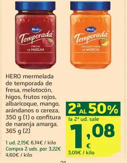 HiperDino HERO mermelada de temporada de fresa, melotocón, higos, frutos rojos, albaricoque, mango, arándanos o cereza oferta