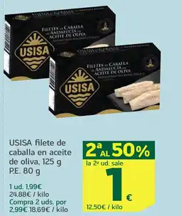 HiperDino USISA filete de caballa en aceite de oliva oferta