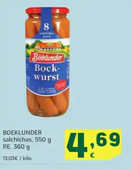 HiperDino BOEKLUNDER salchichas oferta
