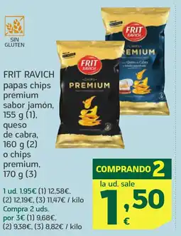 HiperDino FRIT RAVICH papas chips premium sabor jamón queso de cabra o chips premium oferta