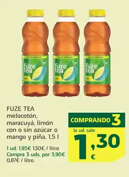 HiperDino FUZE TEA melocotón, maracuyá, limón con o sin azúcar o mango y piña oferta